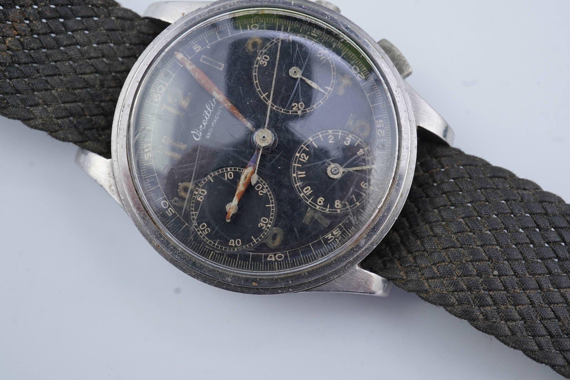 A gentleman's 1950s? steel Breitling Anti-Magnetic chronograph manual wind wrist watch